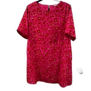 JODIFL Pink and Red Leopard Print Shift Dress